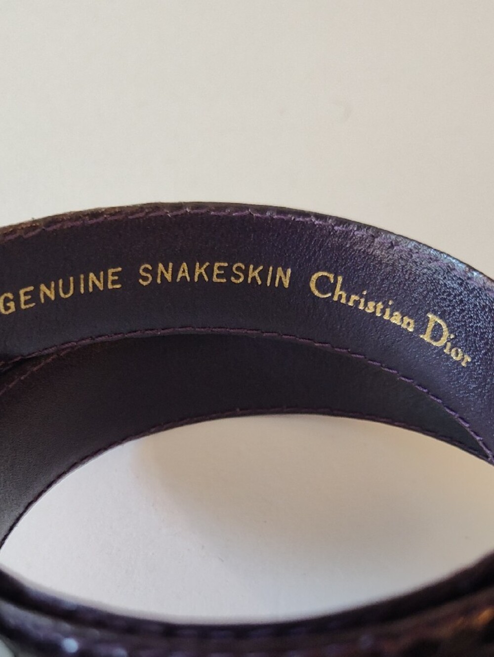 Vintage Christian Dior Purple Snakeskin Belt with Gold & Silver Statement Buckle - Picture 9 of 9